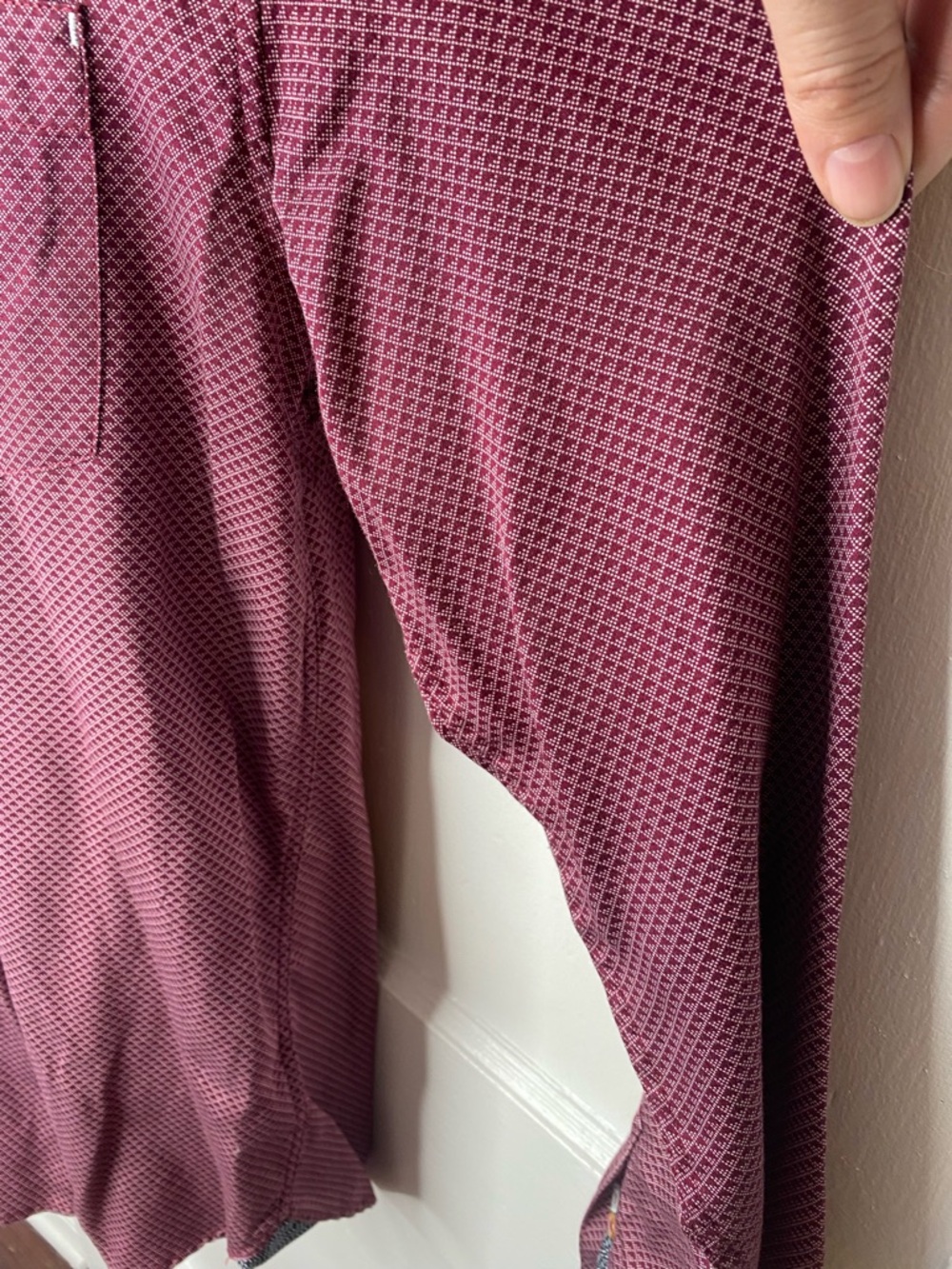 Ted Baker Men's Burgundy Micro-Pattern Button-Down Shirt - Picture 4 of 8